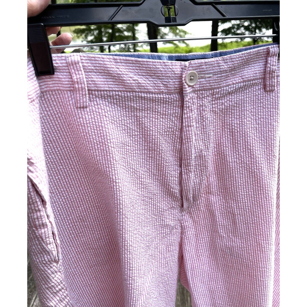 Nautica Pink White Seersucker Stripe Shorts 100% Cotton Mens 36 "A Bit Trimmer"